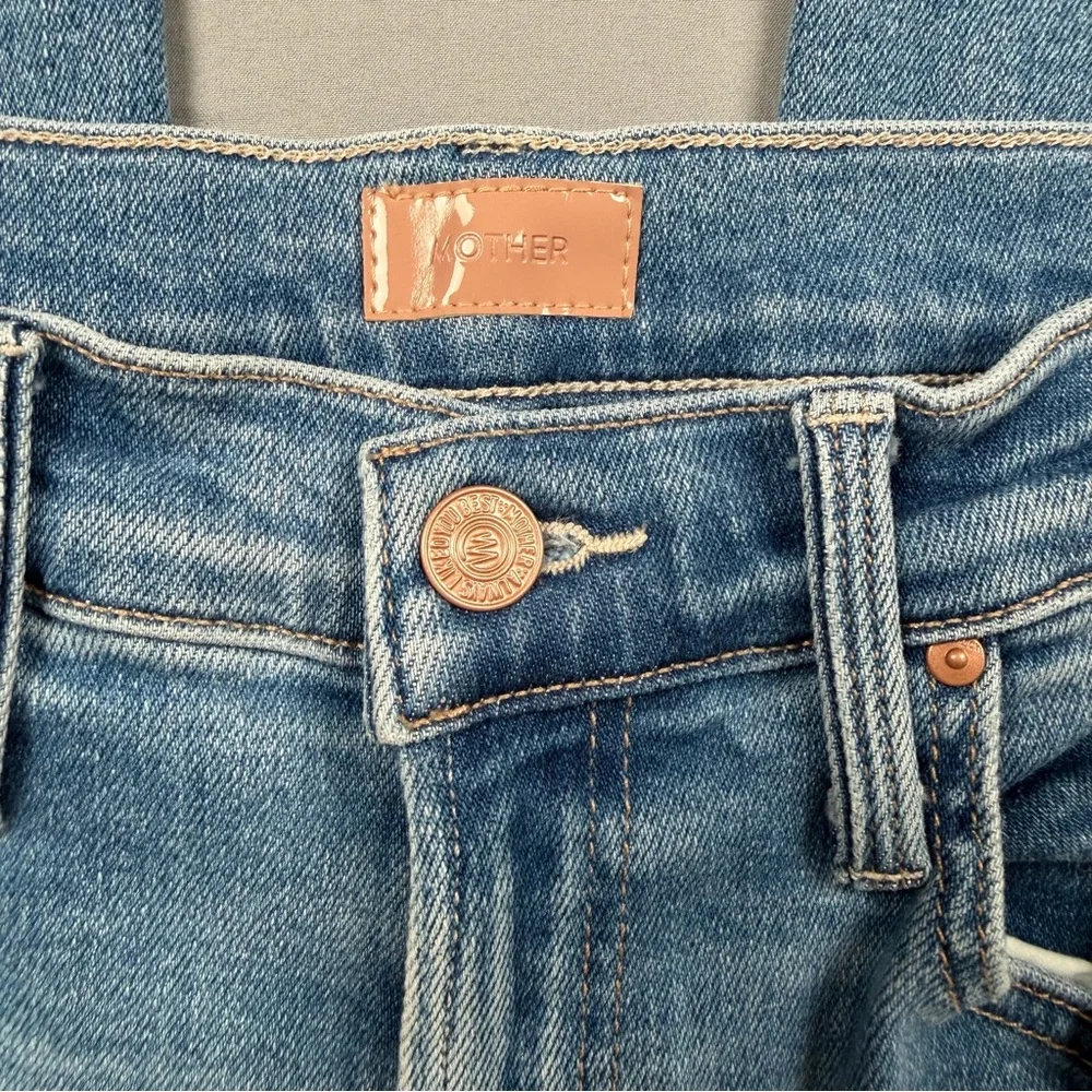 MOTHER Rambler Zip Flood High Rise Straight Jeans Out of the Blue Size 25 - Picture 3 of 10